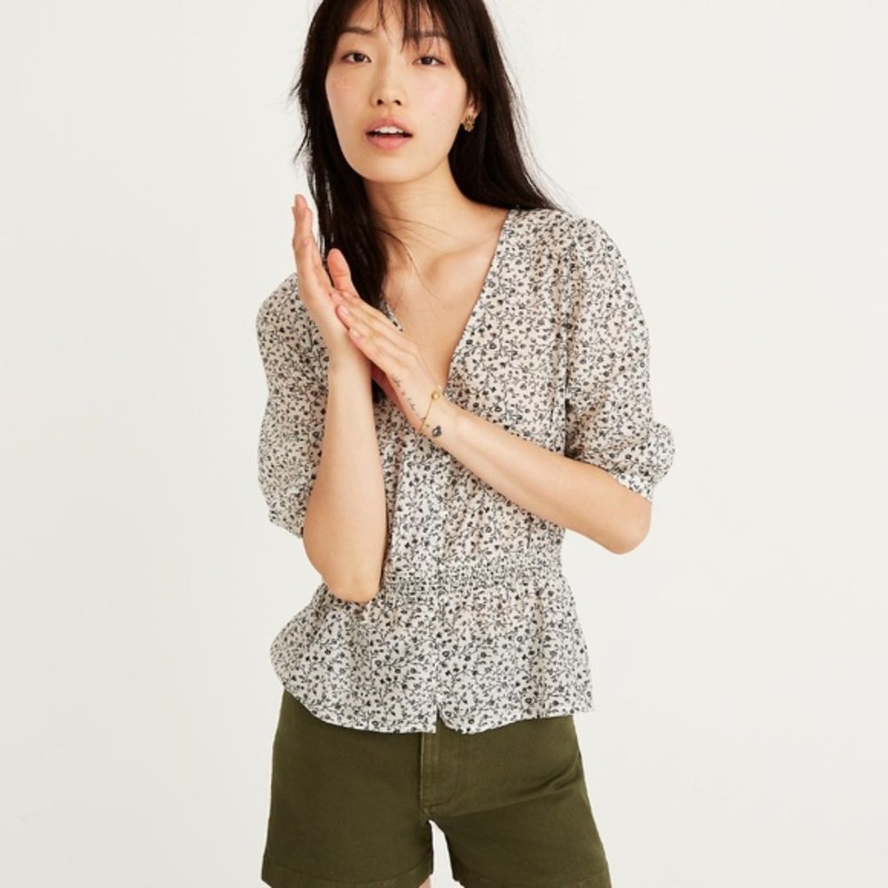 Madewell top in woodland floral print with tags